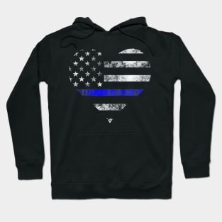 Police Wife Big Heart Flag T Shirt The Thin Blue Line Family Hoodie